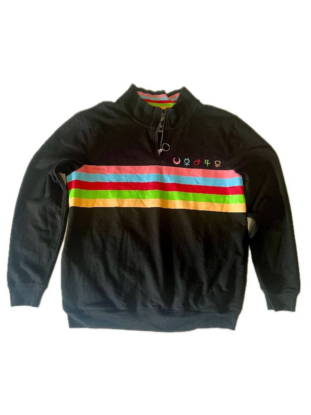 Sailor Moon Crystal Womens Pullover Size L Anime 1/4 Zip Black Boxlunch